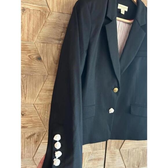 NWOT Appleseed's Petites Women's Black Blazer Size 10P 2 Button Office - Picture 4 of 6